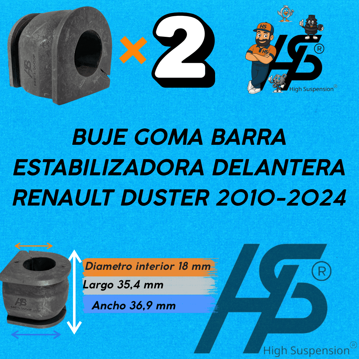 Kit 2 Bujes Barra Estabilizadora Delantera Renault Duster 2013-2025